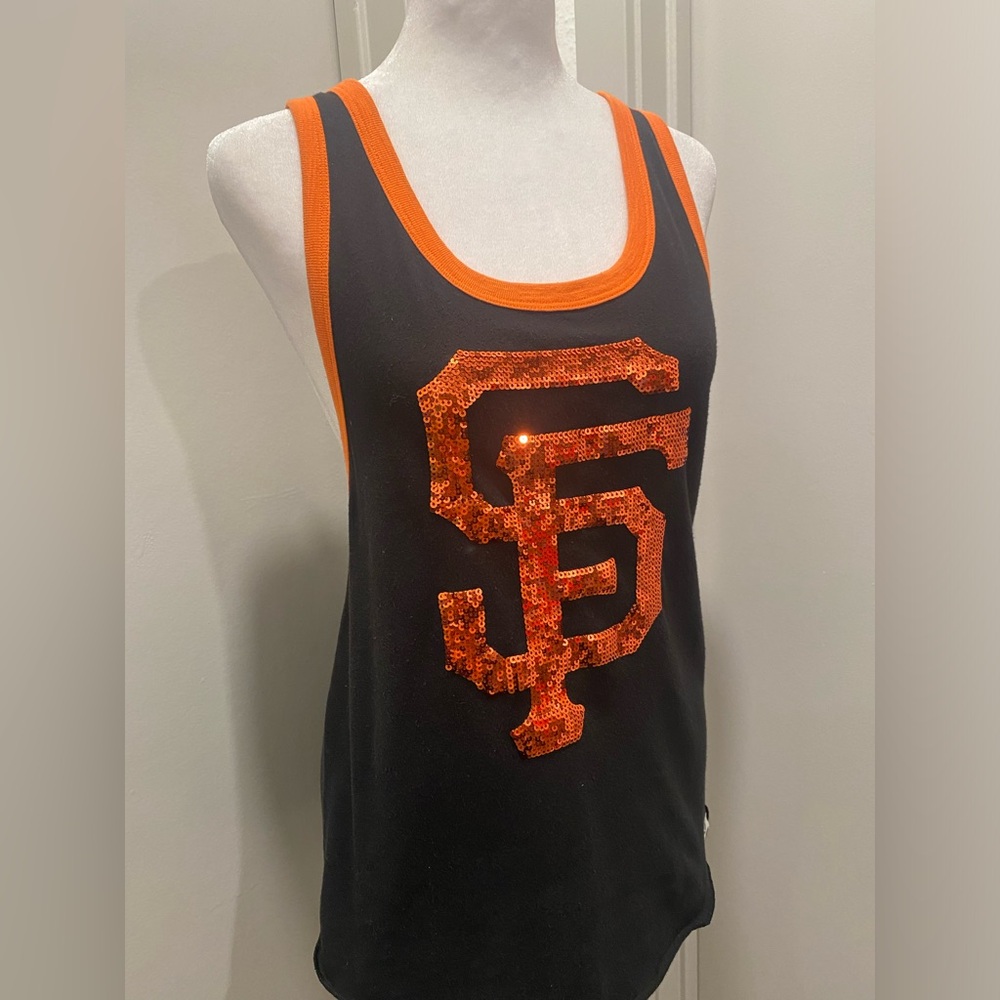 Victoria's Secret VS PINK San Francisco SF Giant Black & Orange Sequin Tank Top - Picture 3 of 15